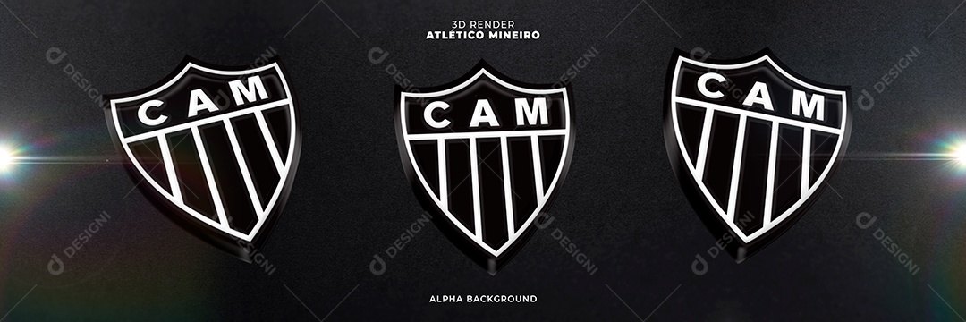 Icones 3D Banner Brasão De Time Atlético Mineiro Para Composição PSD