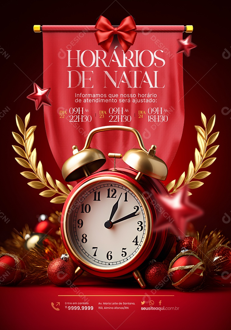 Horários De Natal Informamos que nosso Horário de Atendimento será Ajustado Loja Social Media PSD Editável