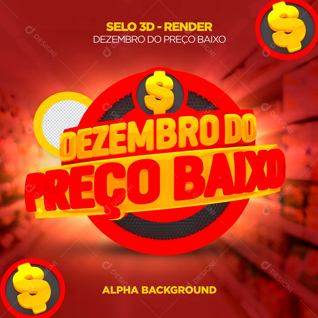 Selo 3D Dezembro Do Preço Baixo Para Composição PSD