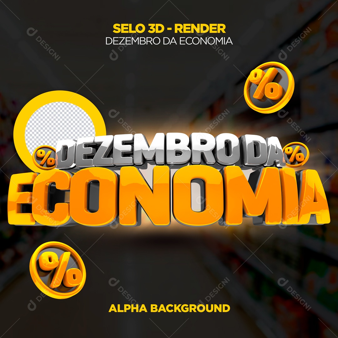 Selo 3D Dezembro Da Economia Para Composição PSD