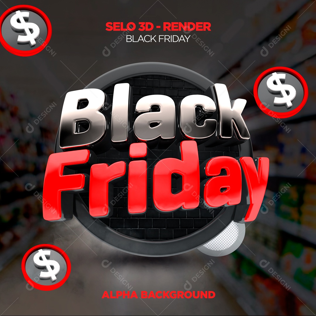 Selo 3D Black Friday Para Composição PSD