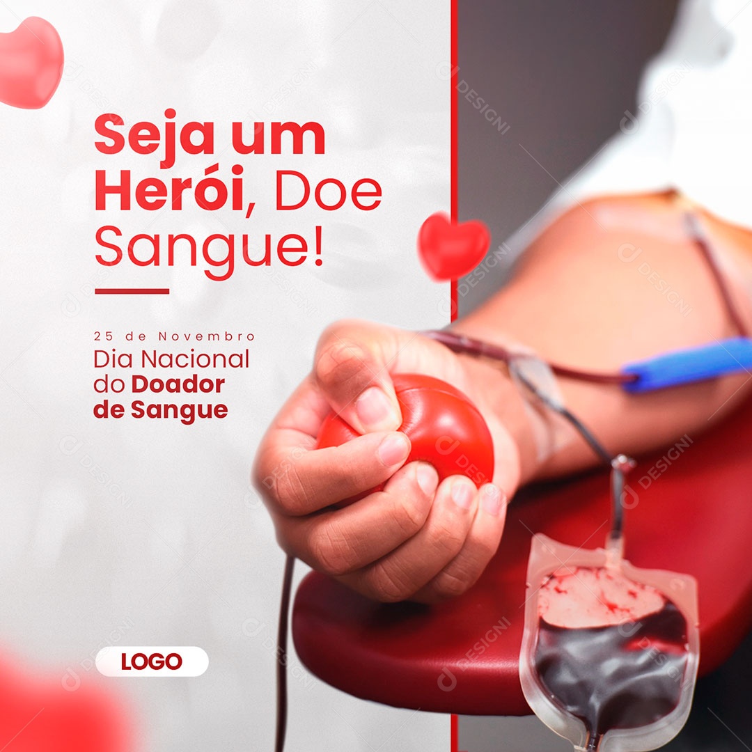 Dia do Doador de Sangue 25 de Novembro Seja um Herói Doe Social Media PSD Editável