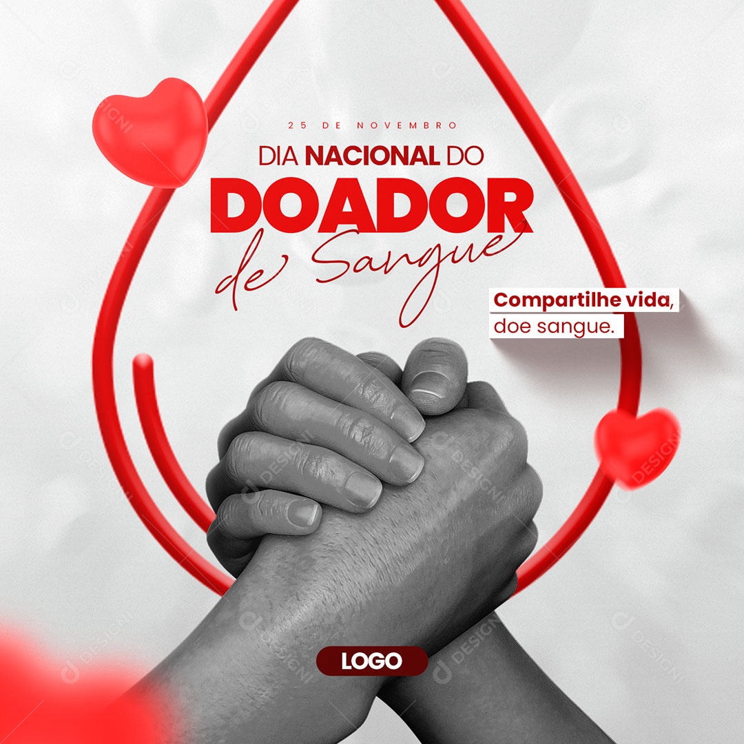 Dia do Doador de Sangue 25 de Novembro Compartilhe Vida Social Media PSD Editável