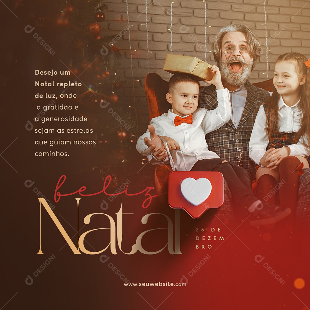 Feliz Natal Repleto De Luz Social Media PSD Editável