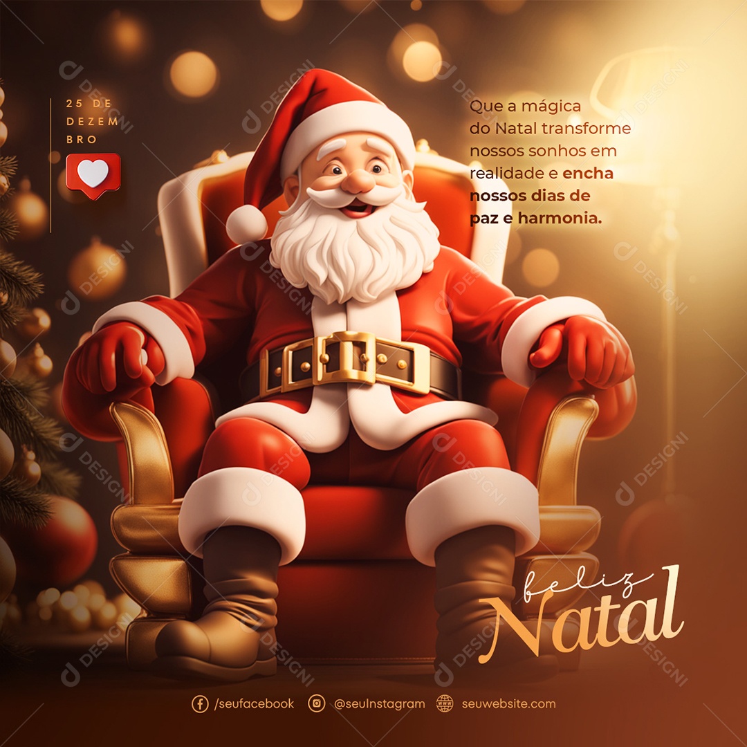 Social Media Feliz Natal Dias De Paz e Harmonia 25 De Dezembro PSD Editável