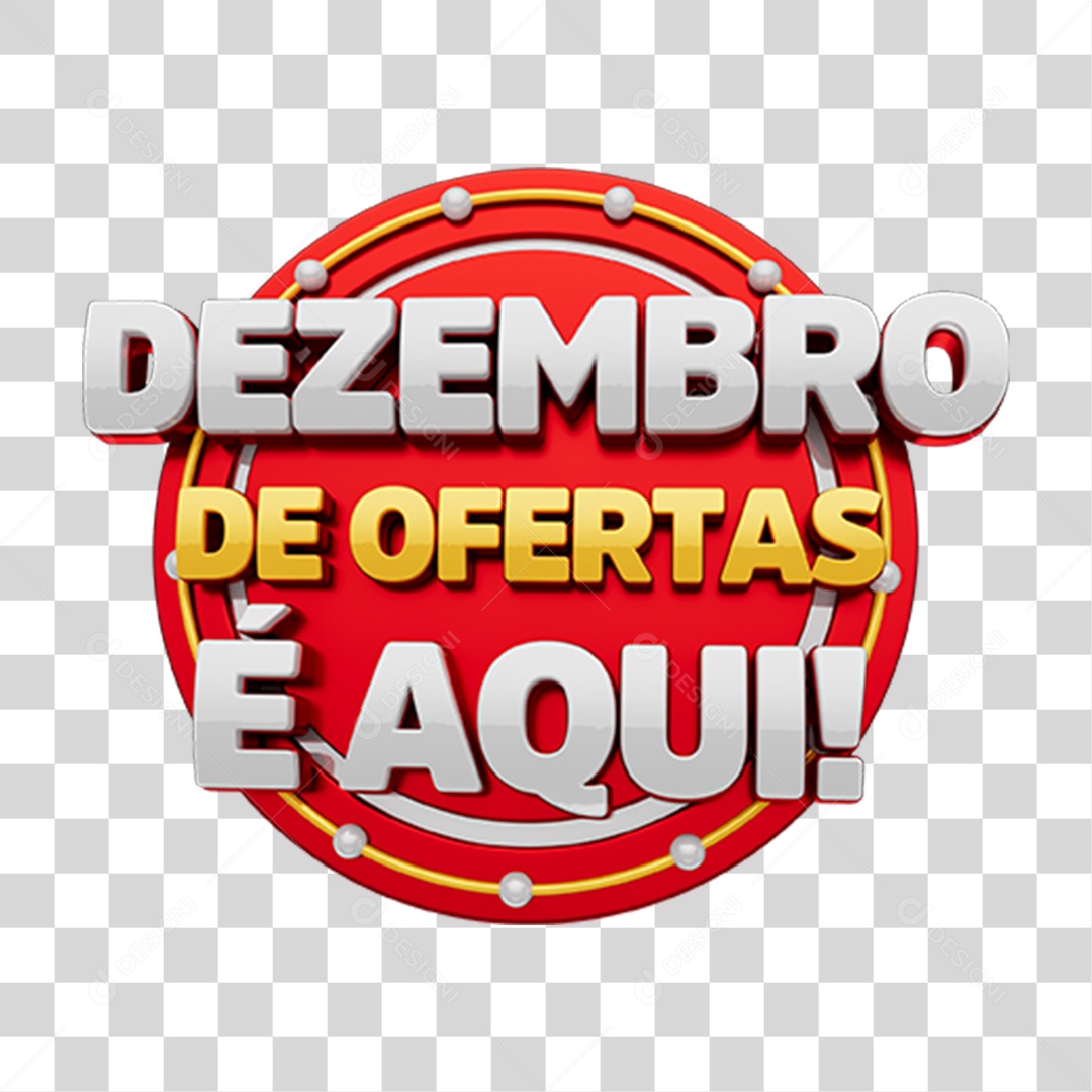 Selo 3D Dezembro de Ofertas PNG Transparente