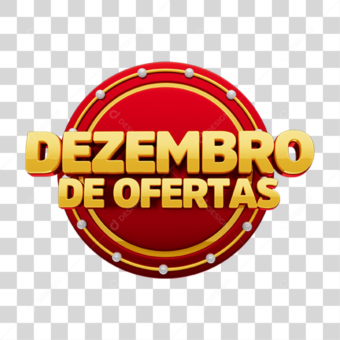 Selo 3D Dezembro de Ofertas PNG Transparente