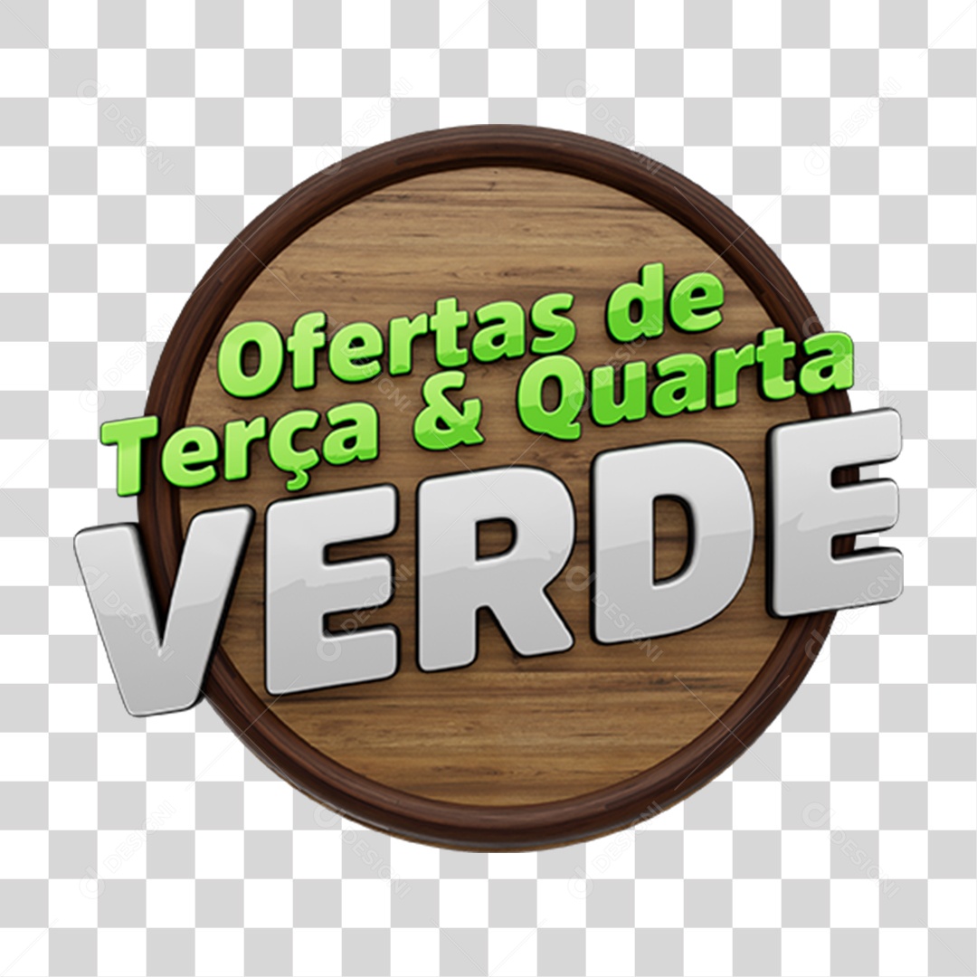 Selo 3D Oferta de Terça e Quarta Verde PNG Transparente