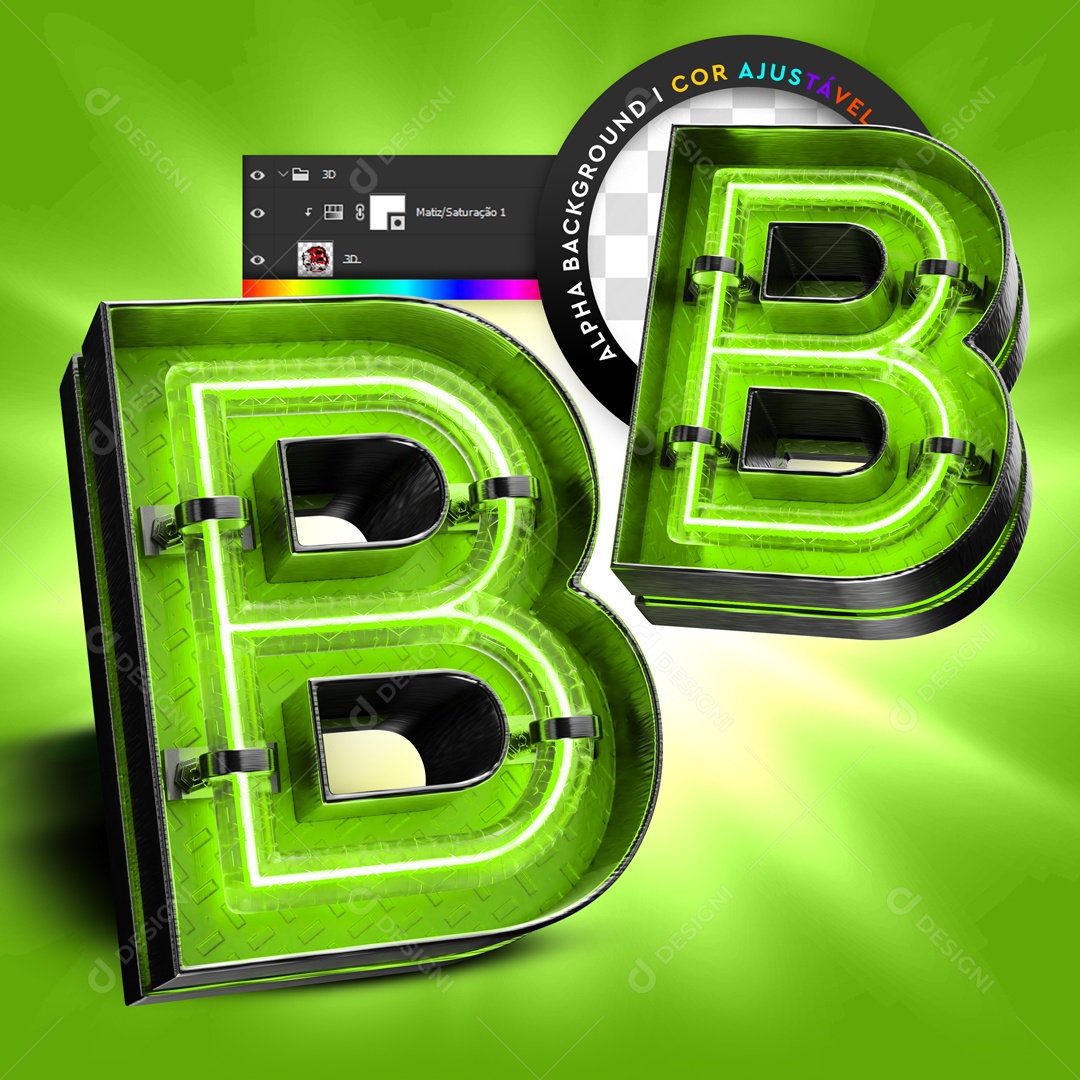 Elemento 3D Verde B Para Composição PSD