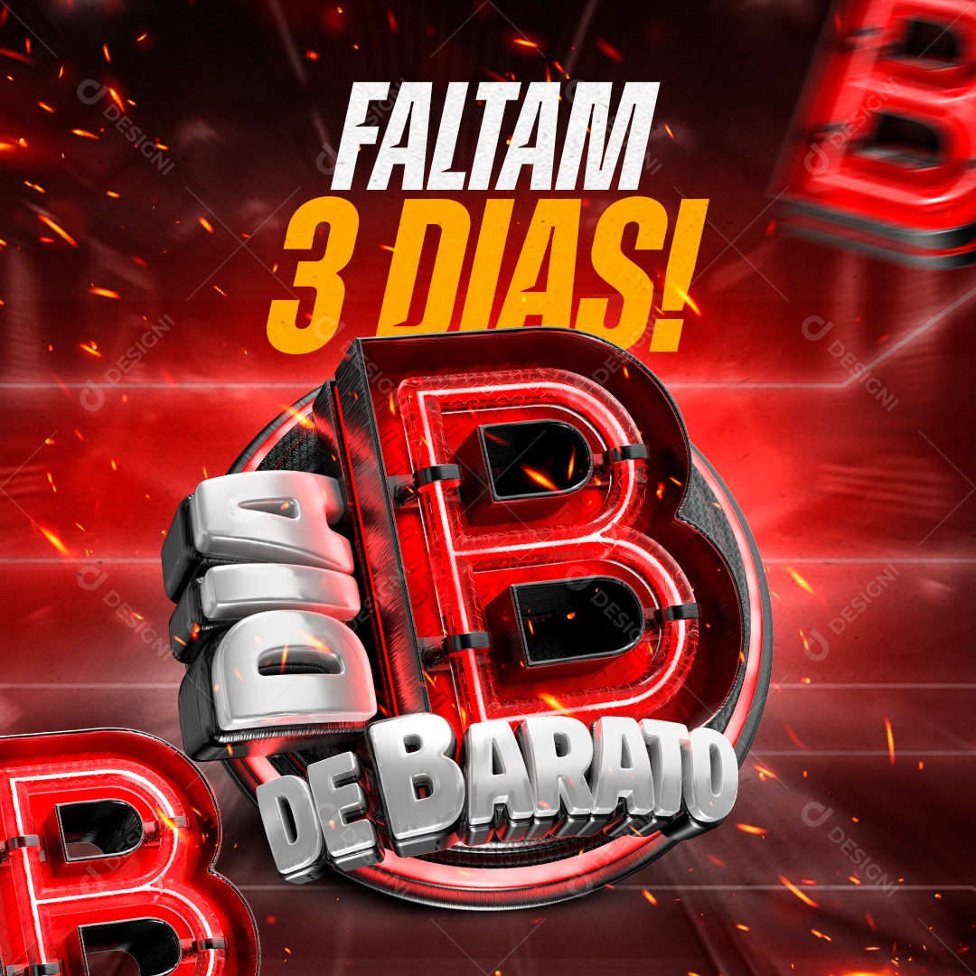 Social Media Faltam 3 Dias Dia B De Barato PSD Editável