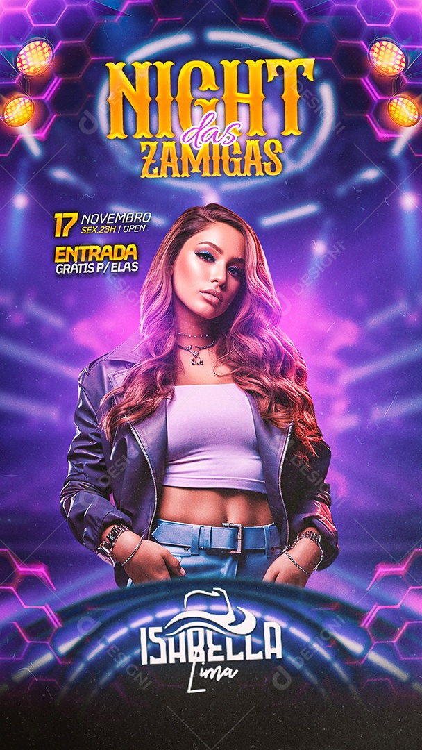 Story Flyer Night das Amigas Isabella Lima Social Media PSD Editável