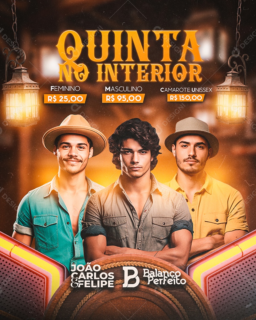 Flyer Quinta no Interior João Carlos & Felipe Balanço Perfeito Social Media PSD Editável