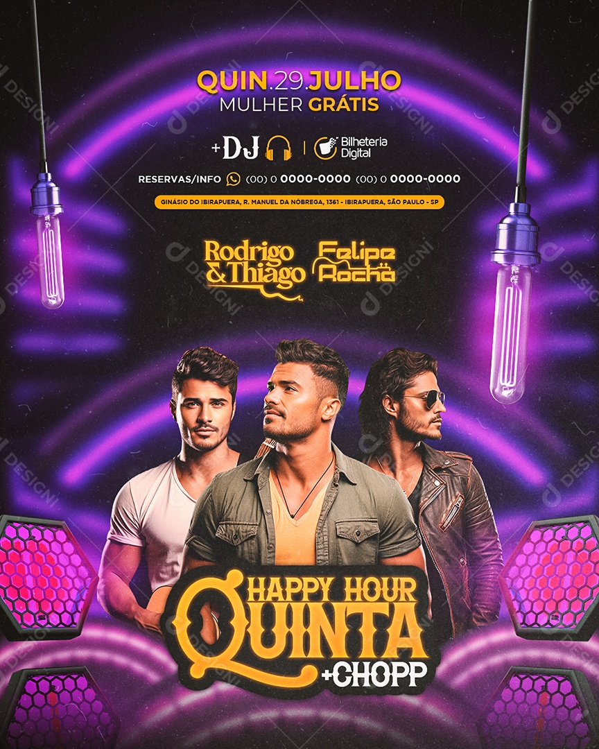 Flyer Happy Hour Quinta Chopp Rodrigo & Thiago Felipe Rocha Social Media PSD Editável