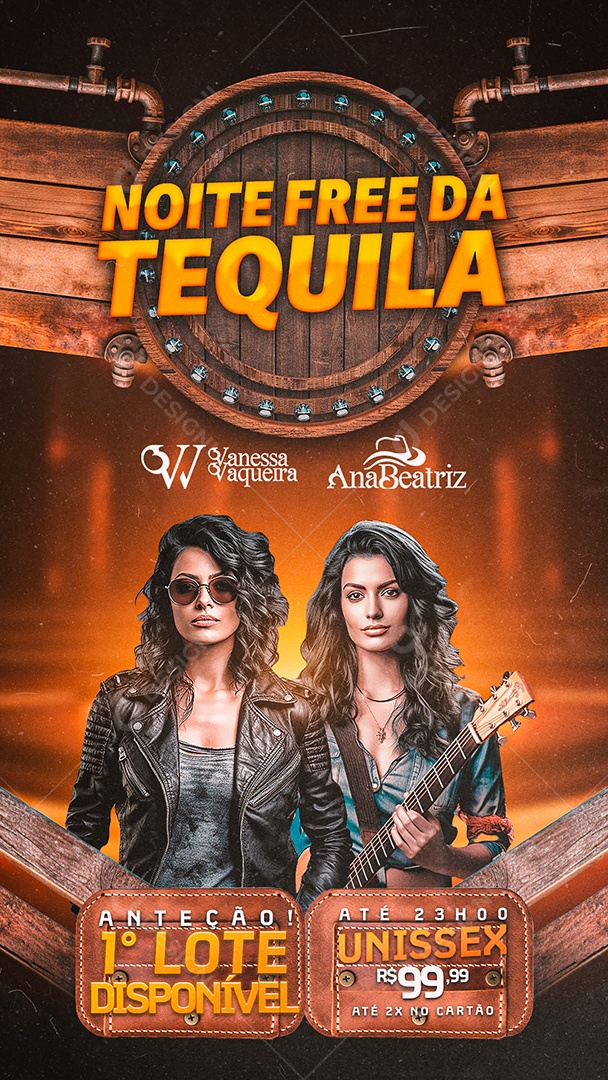 Story Flyer Noite Free Da Tequila Wanessa Vaqueira Ana Beatriz Social Media PSD Editável