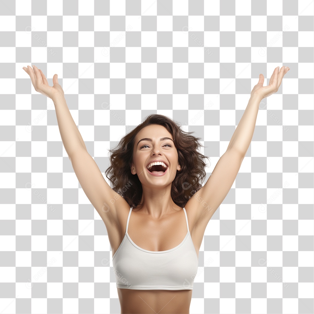 Mulher Feliz Sorrindo PNG Transparente