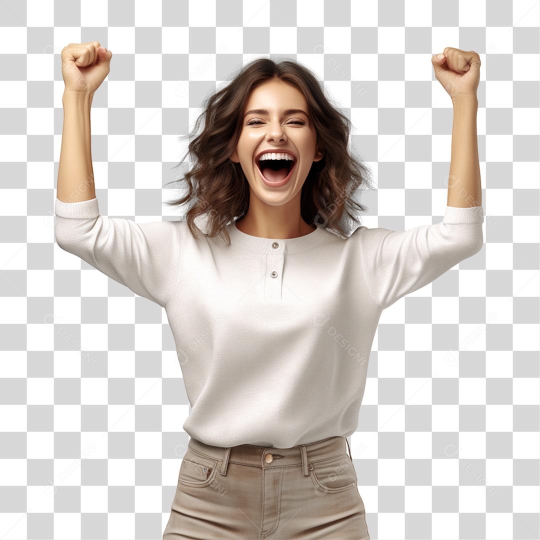 Mulher Feliz Sorrindo PNG Transparente