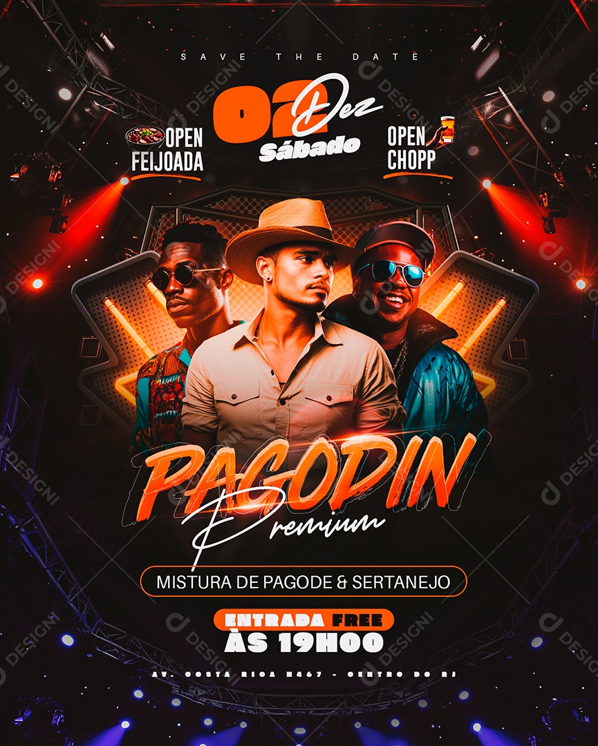 Flyer Pagodin Premium Mistura De Pagode & Sertanejo Social Media PSD Editável
