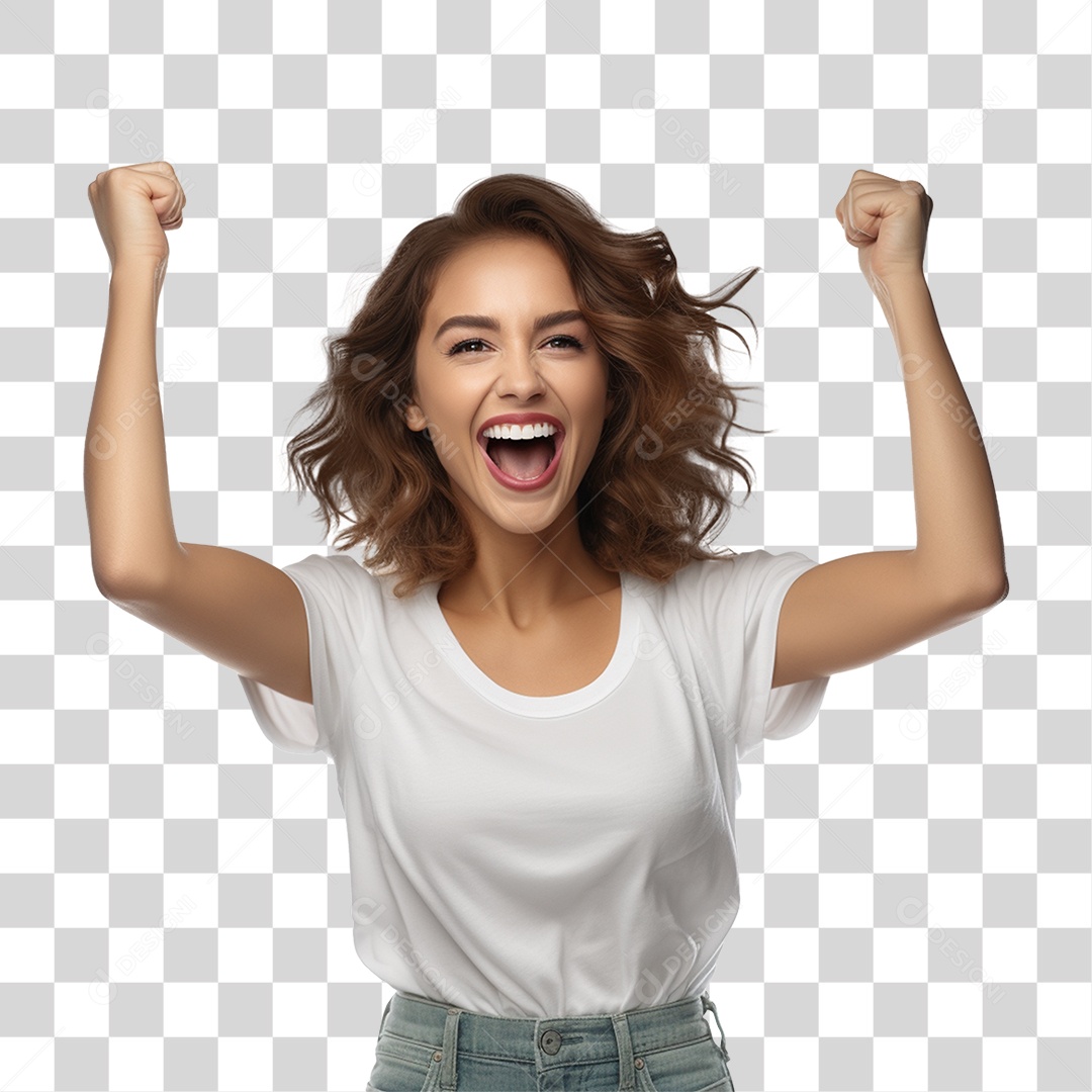 Mulher Feliz Sorrindo PNG Transparente