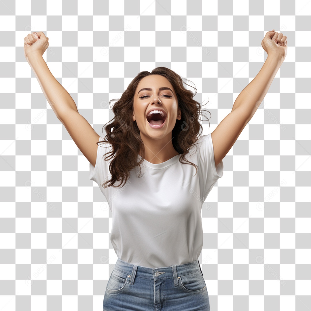 Mulher Feliz Sorrindo PNG Transparente