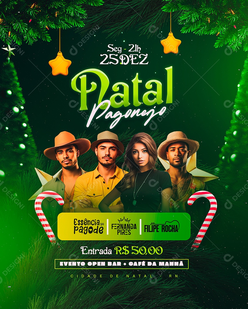 Flyer Natal Pagonejo Essência Do Pagode Fernanda Pires Filipe Rocha Social Media PSD Editável