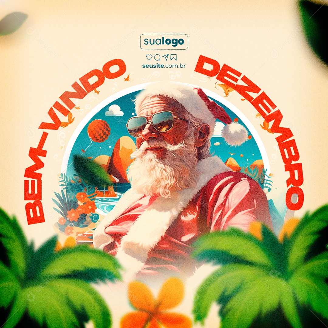Bem Vindo Dezembro Papai Noel Social Media PSD Editável