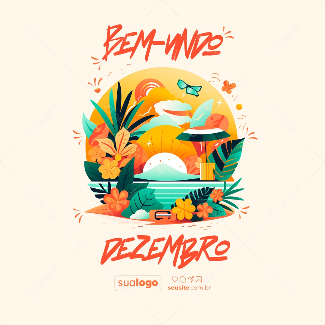 Bem Vindo Dezembro Social Media PSD Editável