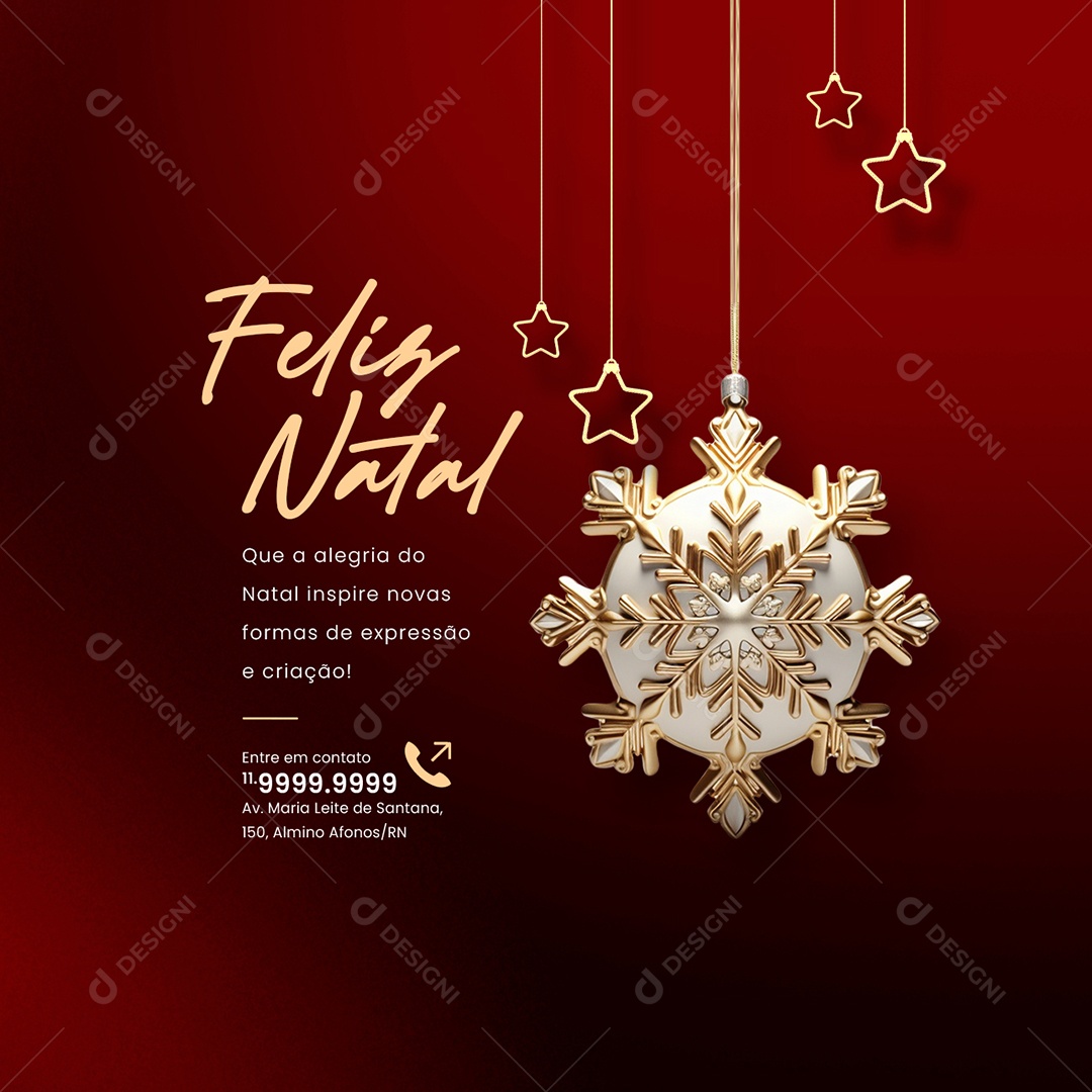 Feliz Natal Que a Alegria do Natal Inspire Novas Formas de Expressão e Criação Social Media PSD Editável