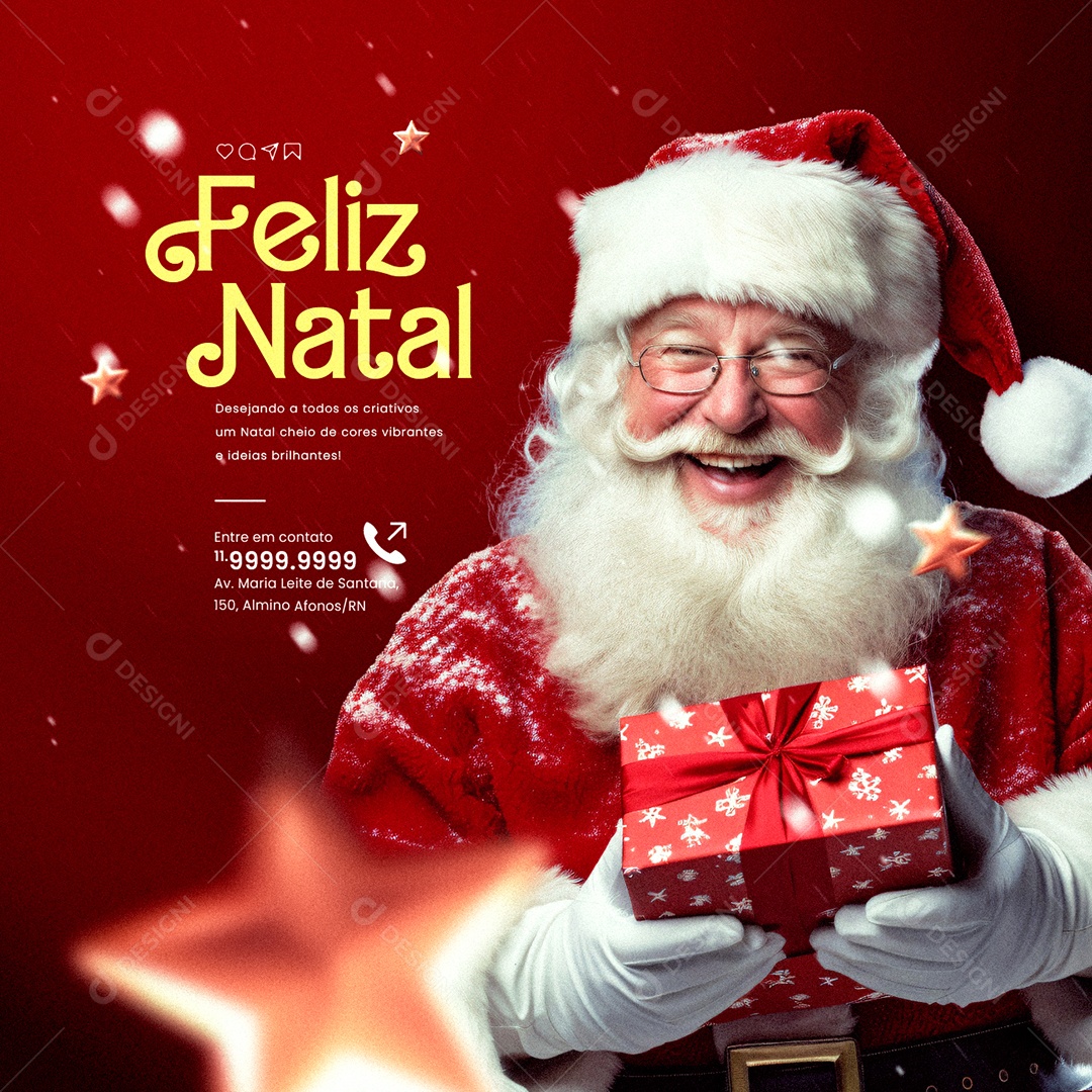 Feliz Natal Desejando a Todos os Criativos um Natal Cheio de Cores Vibrantes Social Media PSD Editável