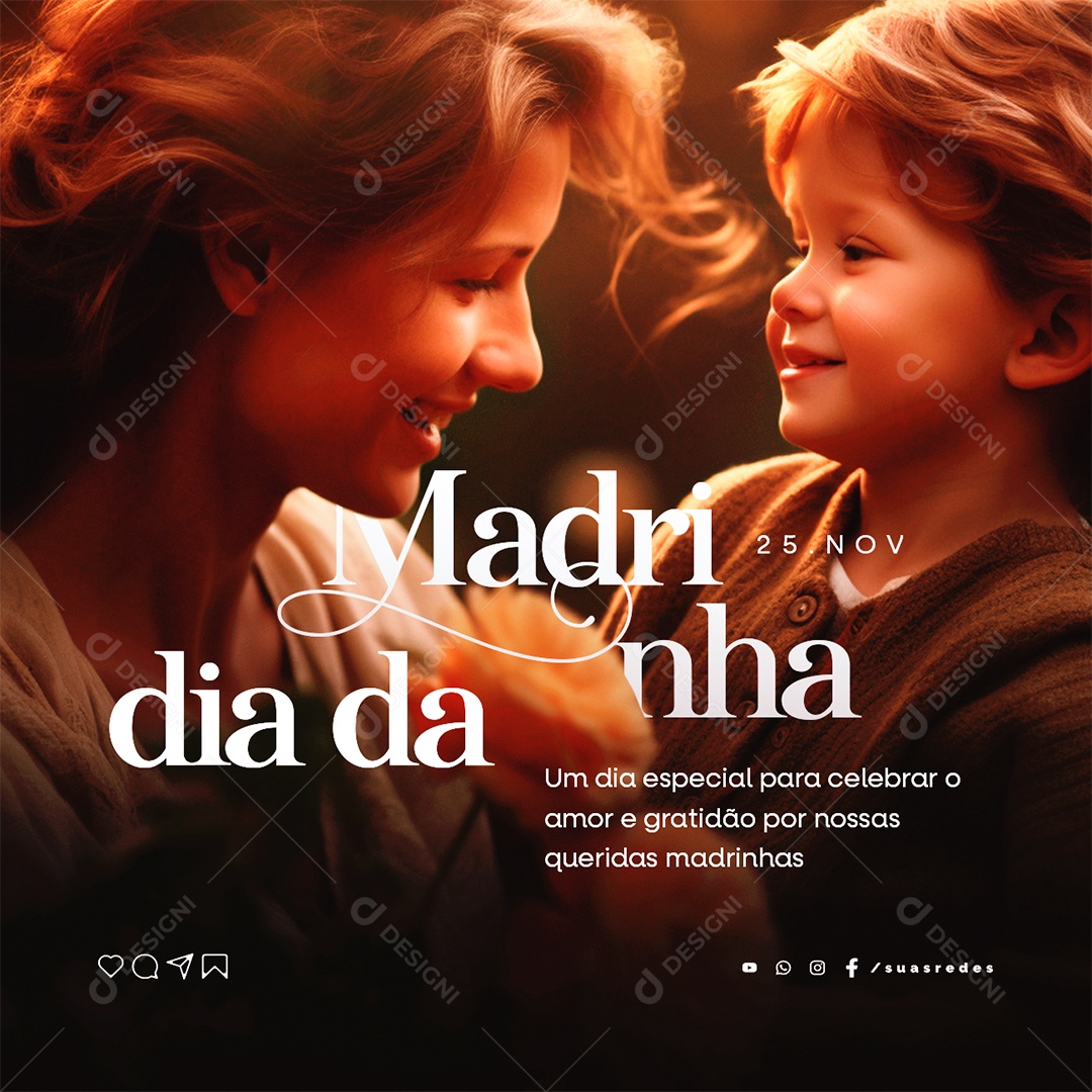 Social Media Dia da Madrinha 25 de Novembro PSD Editável