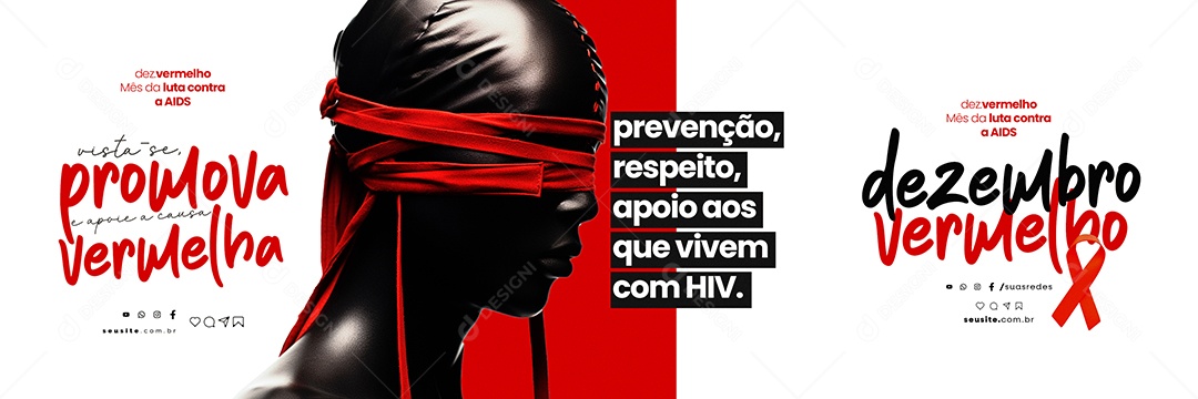 Carrossel Dezembro Vermelho Prevenção Respeito Apoio aos que Vivem com HIV Social Media PSD Editável