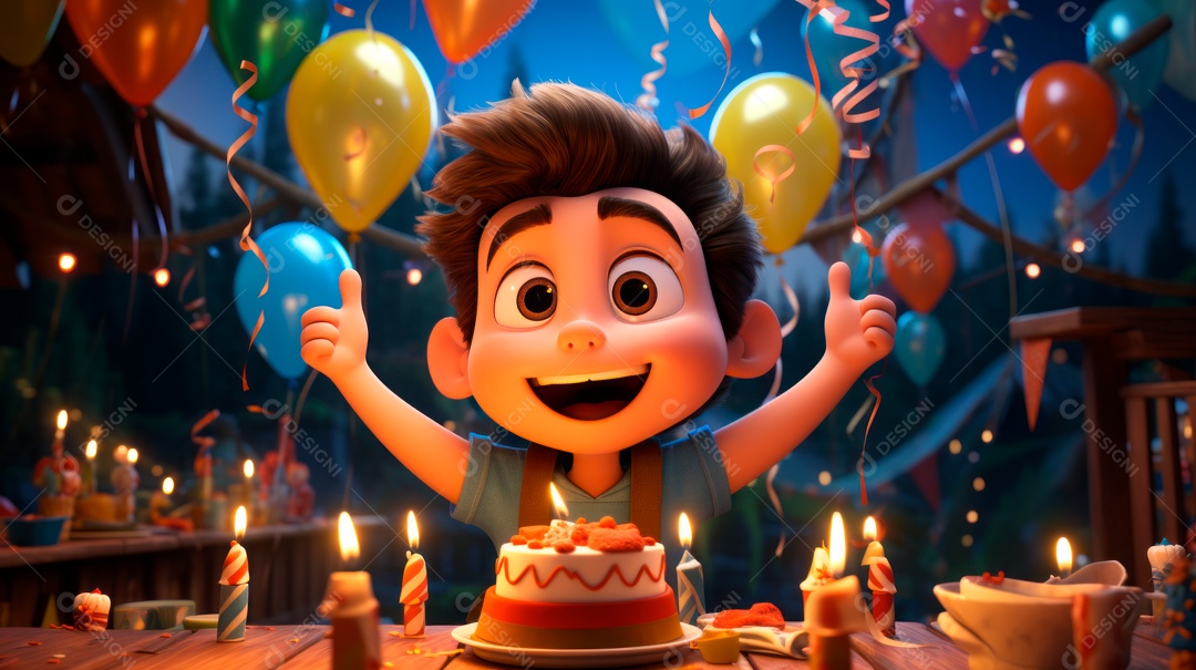 Personagens de desenhos animados infantis brincando com animais de estimação, estilo 3D criado pela Generative.