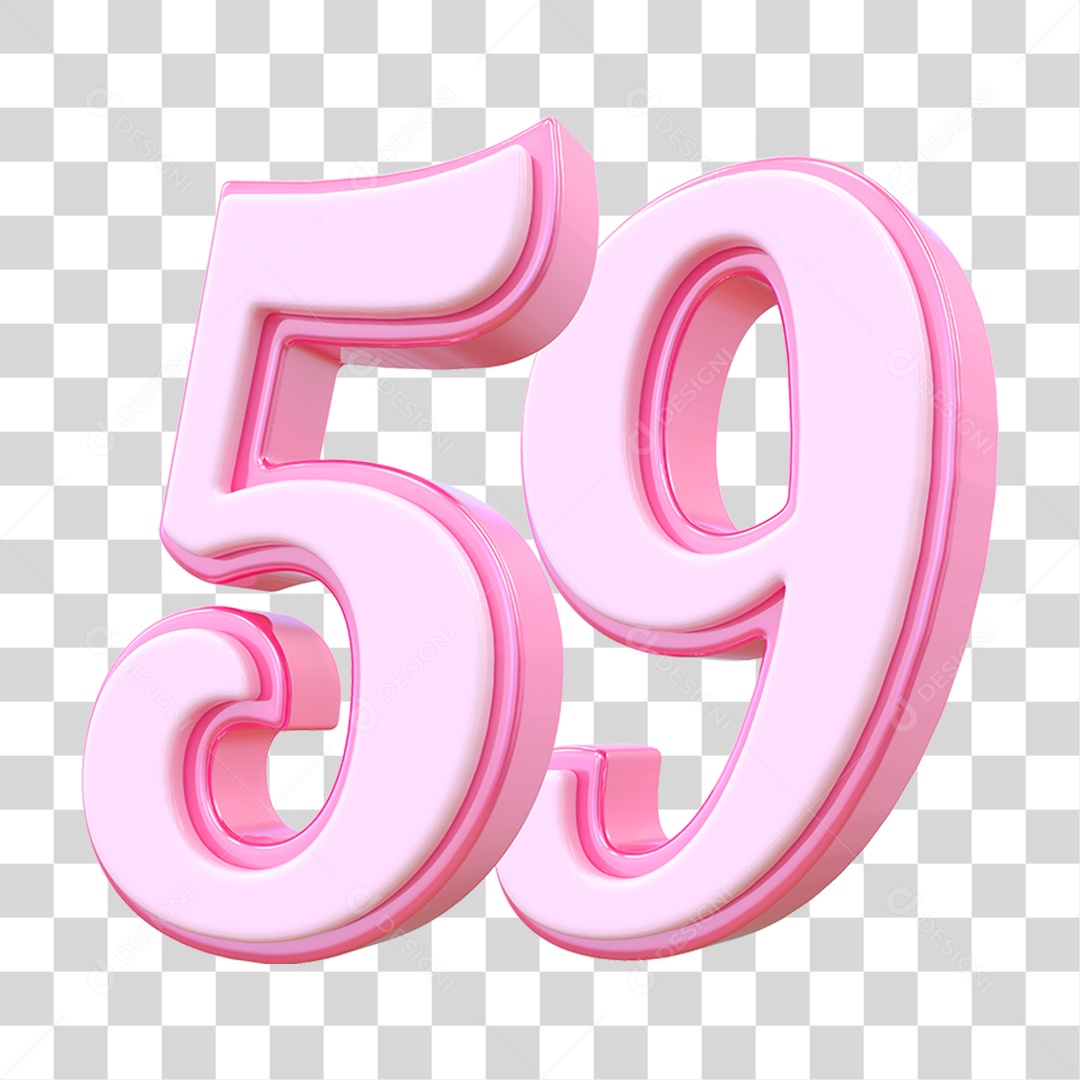Número 59 Decorativo em Estilo Rosa 3D Formato PNG Transparente