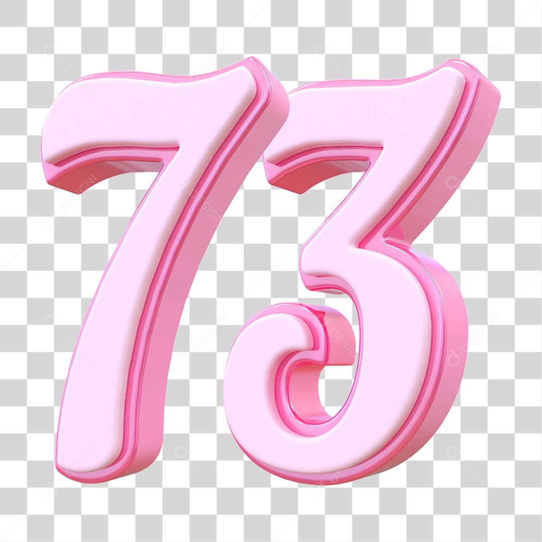 Número 73 Decorativo em Estilo Rosa 3D Formato PNG Transparente