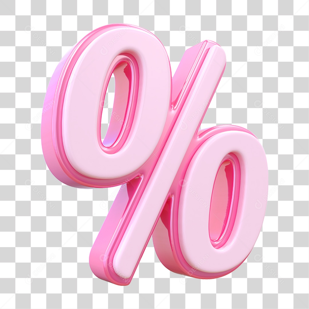 Símbolo % Decorativo em Estilo Rosa 3D Formato PNG Transparente