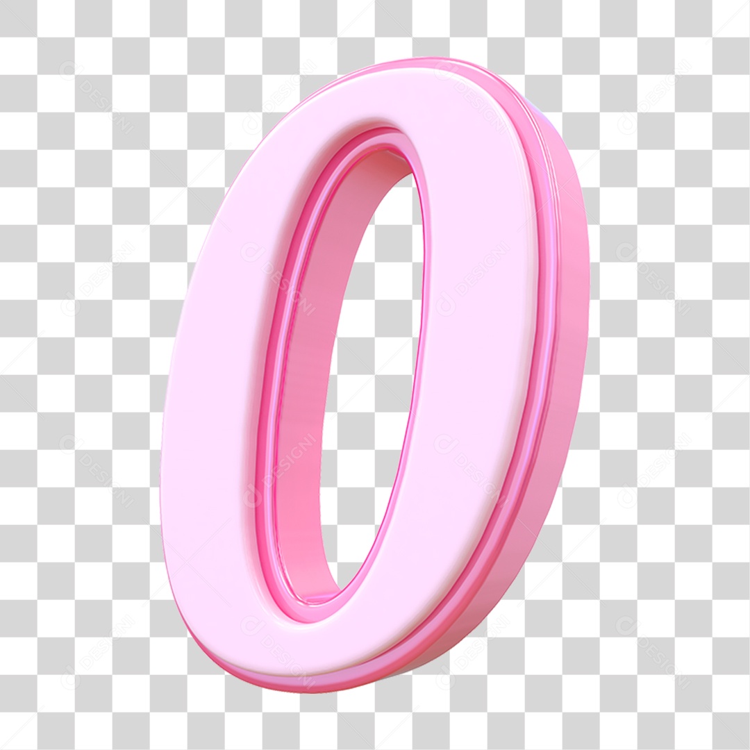 Número 0 Decorativo em Estilo Rosa 3D Formato PNG Transparente