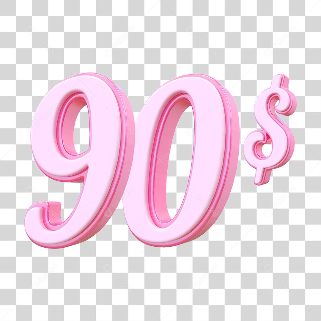 Número 200$ Decorativo em Estilo Rosa 3D Formato PNG Transparente