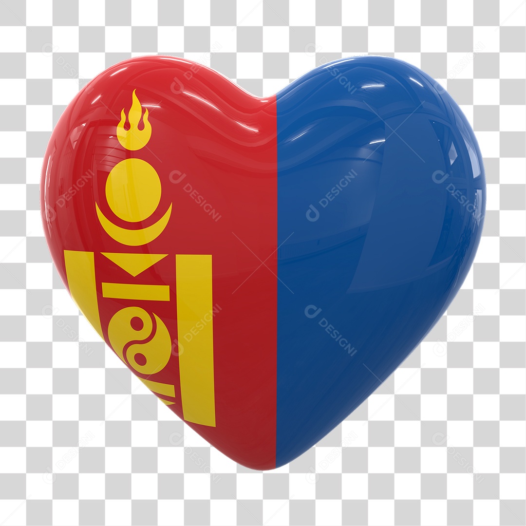 Coração com Bandeira do Butão em Estilo Realista Formato PNG Transparente