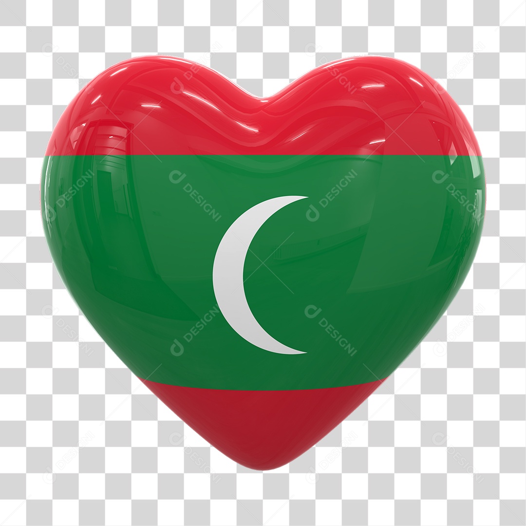 Coração com Bandeira do Paquistão em Estilo Realista Formato PNG Transparente