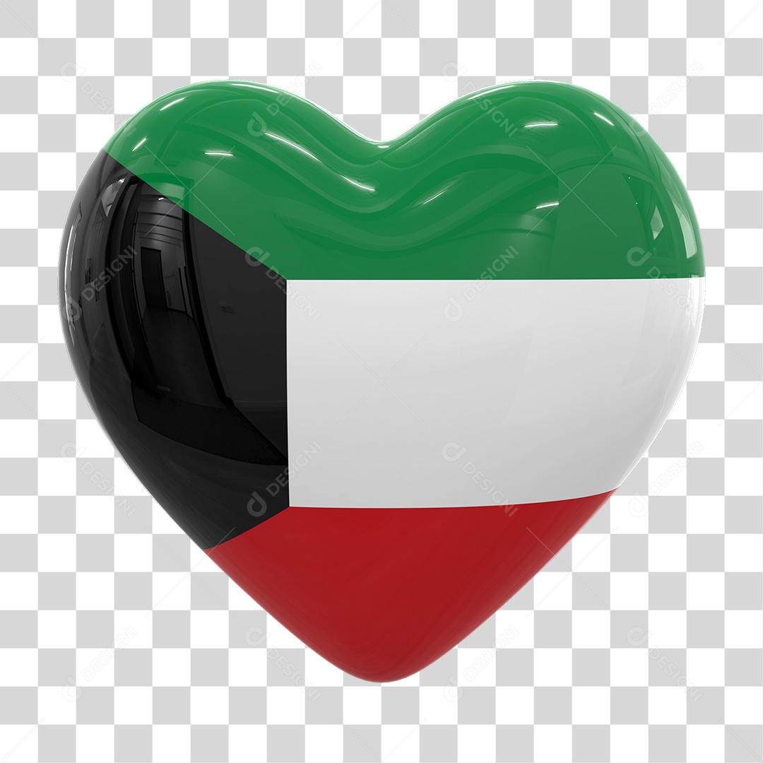 Coração com Bandeira dos Emirados Árabes em Estilo Realista Formato PNG Transparente