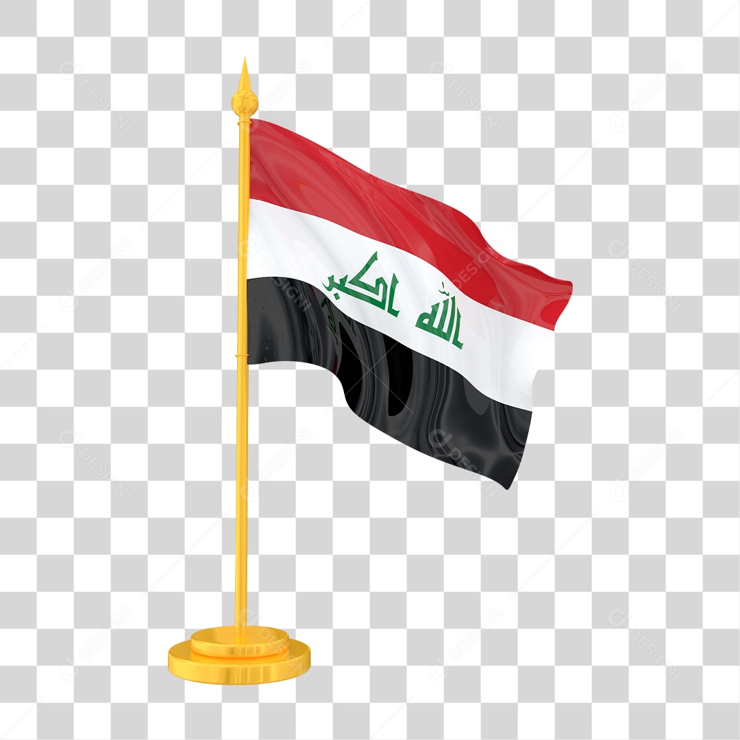 Bandeira do Iraque em Estilo Realista Formato PNG Transparente
