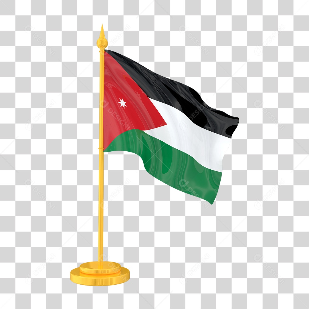 Bandeira da Jordânia em Estilo Realista Formato PNG Transparente