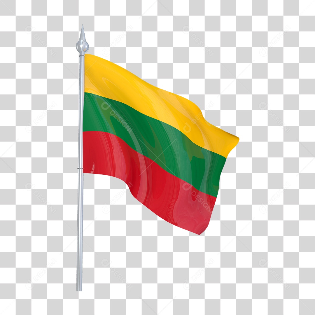 Bandeira da Lituânia em Estilo Realista Formato PNG Transparente