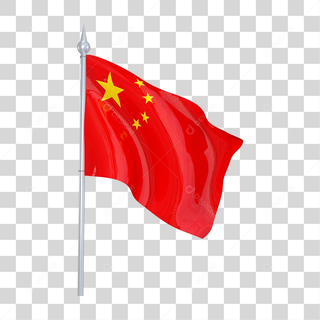Bandeira da China em Estilo Realista Formato PNG Transparente