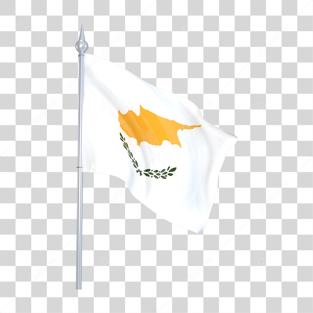 Bandeira de Chipre em Estilo Realista Formato PNG Transparente