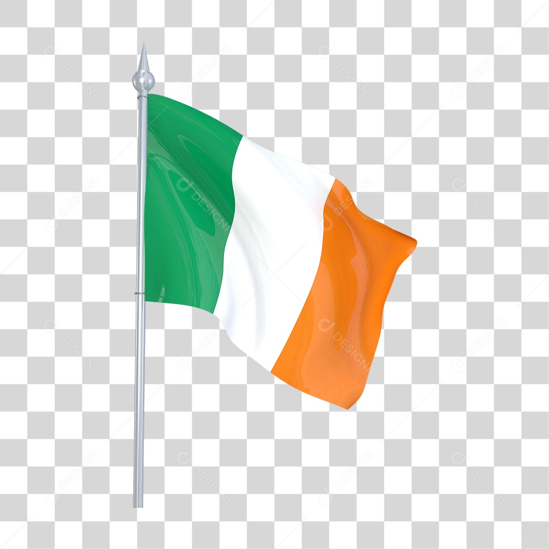 Bandeira da Irlanda em Estilo Realista Formato PNG Transparente