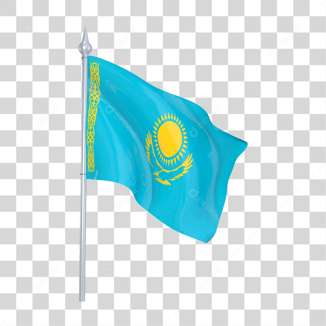 Bandeira do Cazaquistão em Estilo Realista Formato PNG Transparente