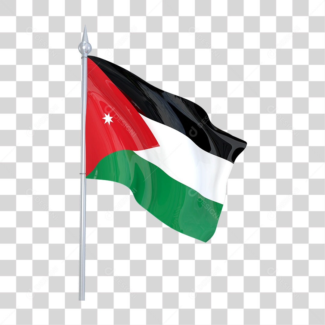 Bandeira da Jordânia em Estilo Realista Formato PNG Transparente