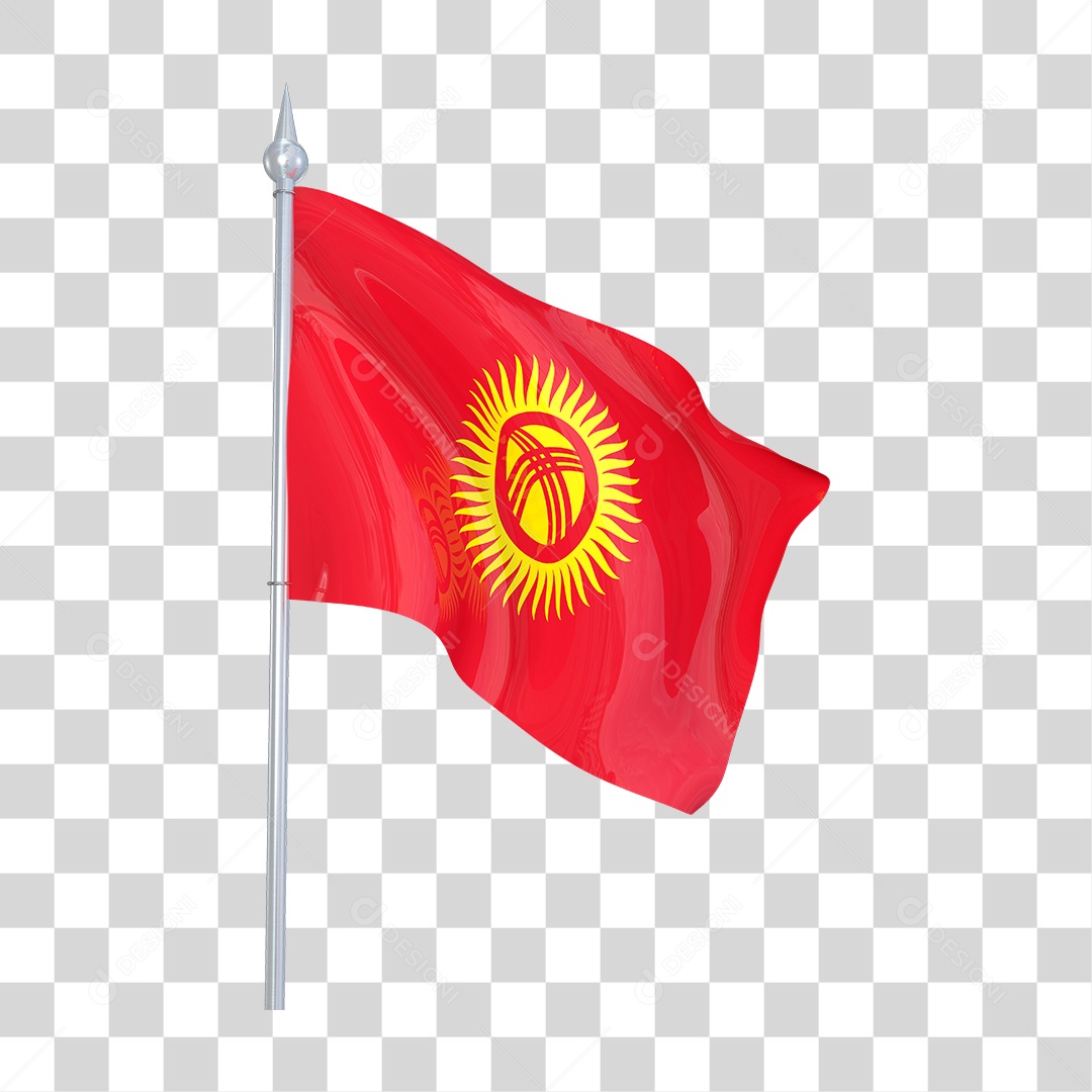 Bandeira do Quirguistão em Estilo Realista Formato PNG Transparente