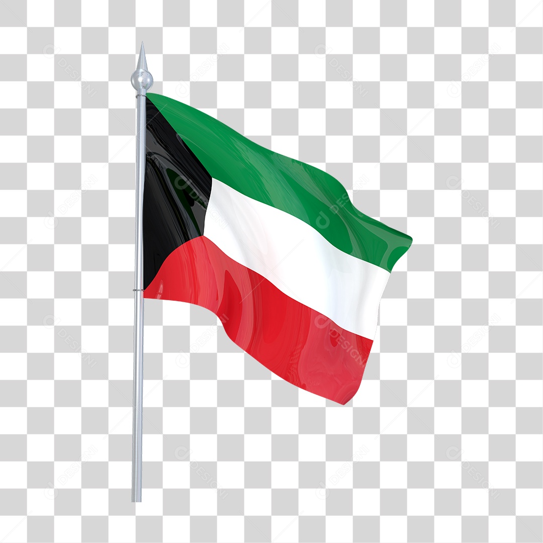 Bandeira do Kuwait em Estilo Realista Formato PNG Transparente