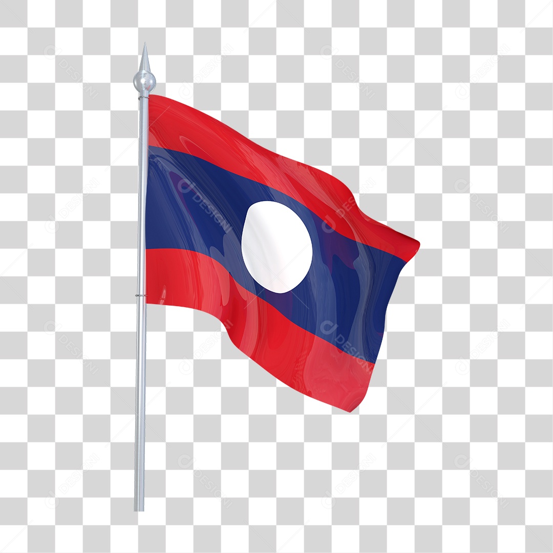 Bandeira do Laos em Estilo Realista Formato PNG Transparente